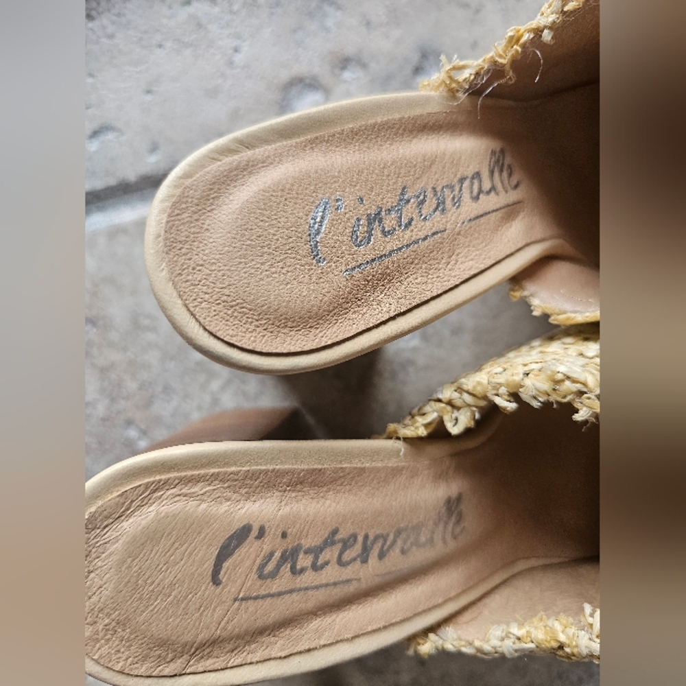 L'Intervalle Elzira Beige Rafia mules - Picture 10 of 12